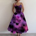thumbnail image 4 of Valentines Day Sleeveless A-line Dress with Heart Print Casual Off-Shoulder Sleeveless Dress Purple S, 4 of 4