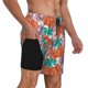 thumbnail image 2 of Balery Hawaiian Style Bañador para hombre, shorts de playa de secado rápido con entrepierna y forro de compresión-Medium, 2 of 6