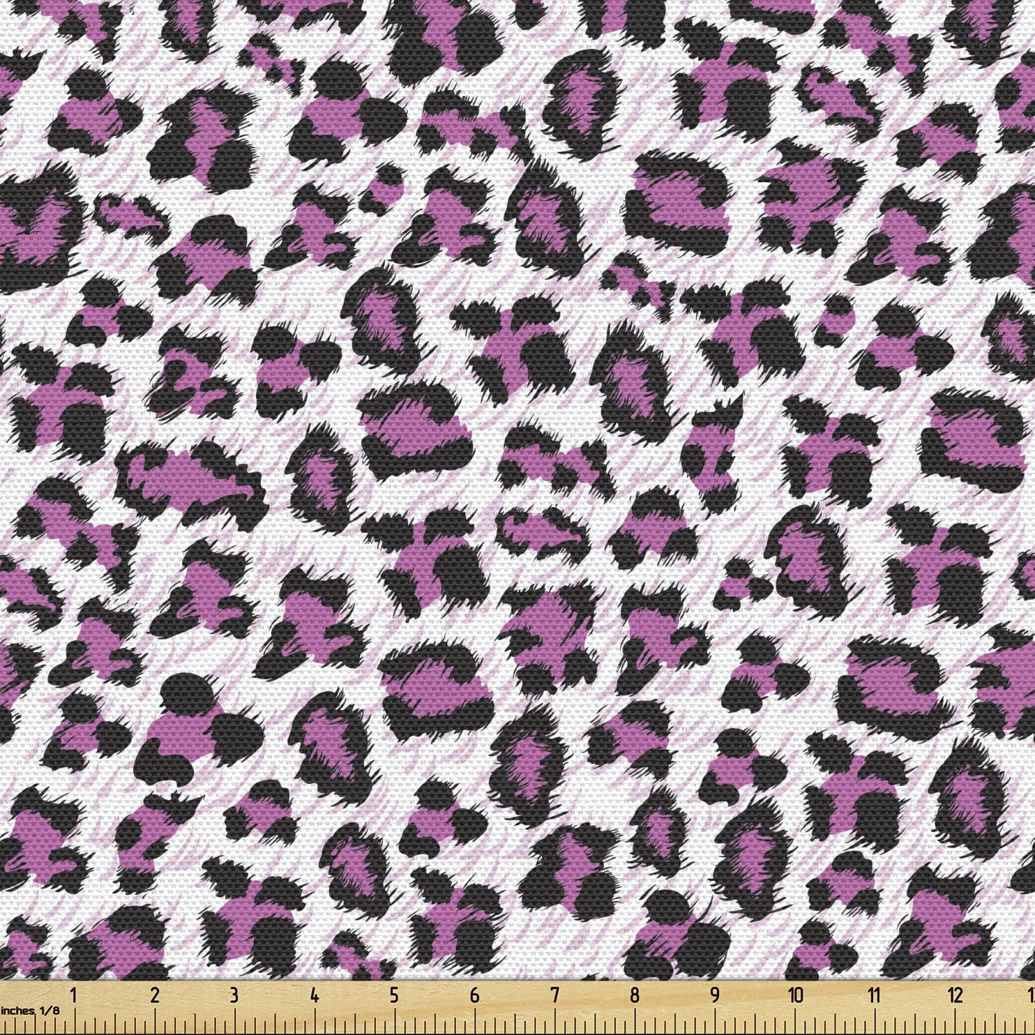 Leopard Print Fabric by The Yard, Pink and Black Colored Girlish Pattern Safari Savannah