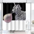 thumbnail image 4 of Zebra Shower Curtain Funny Zebra Shower Curtain Set Cute Zebra Blow The Balloon Jungle Animal Wild Animals Black and White Striped Modern Bathroom Decor Set with 12 Hooks 72x72 Inches, 4 of 6