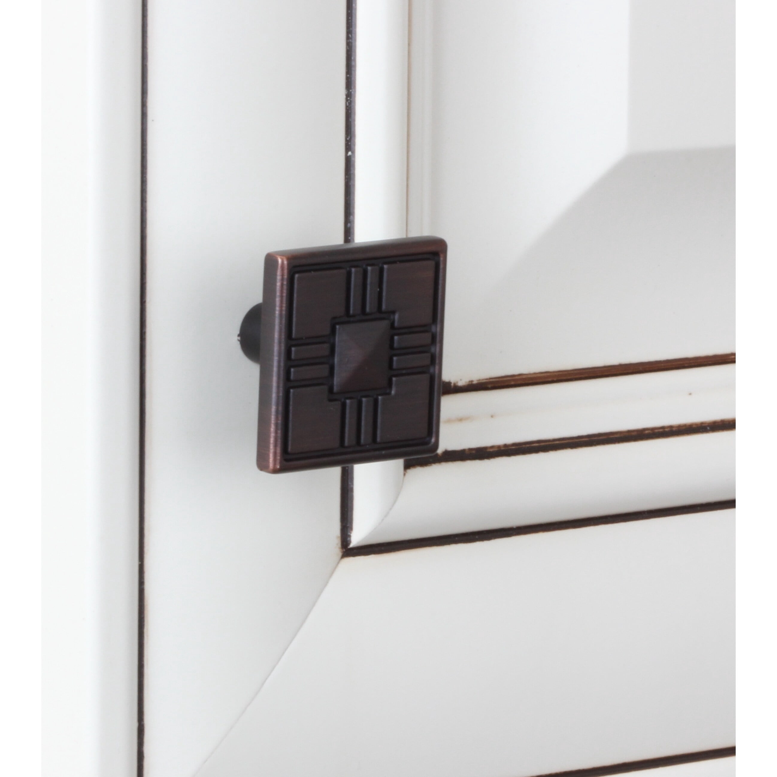 GlideRite 1-1/4 in. Square Deco Cabinet Knob, Oil Rubbed Bronze, Pack of 10