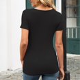 thumbnail image 3 of Camiseta de manga corta suelta con cuello en V de encaje sólido a la moda para mujer Pompotops  hkajfhjk471002, 3 of 8