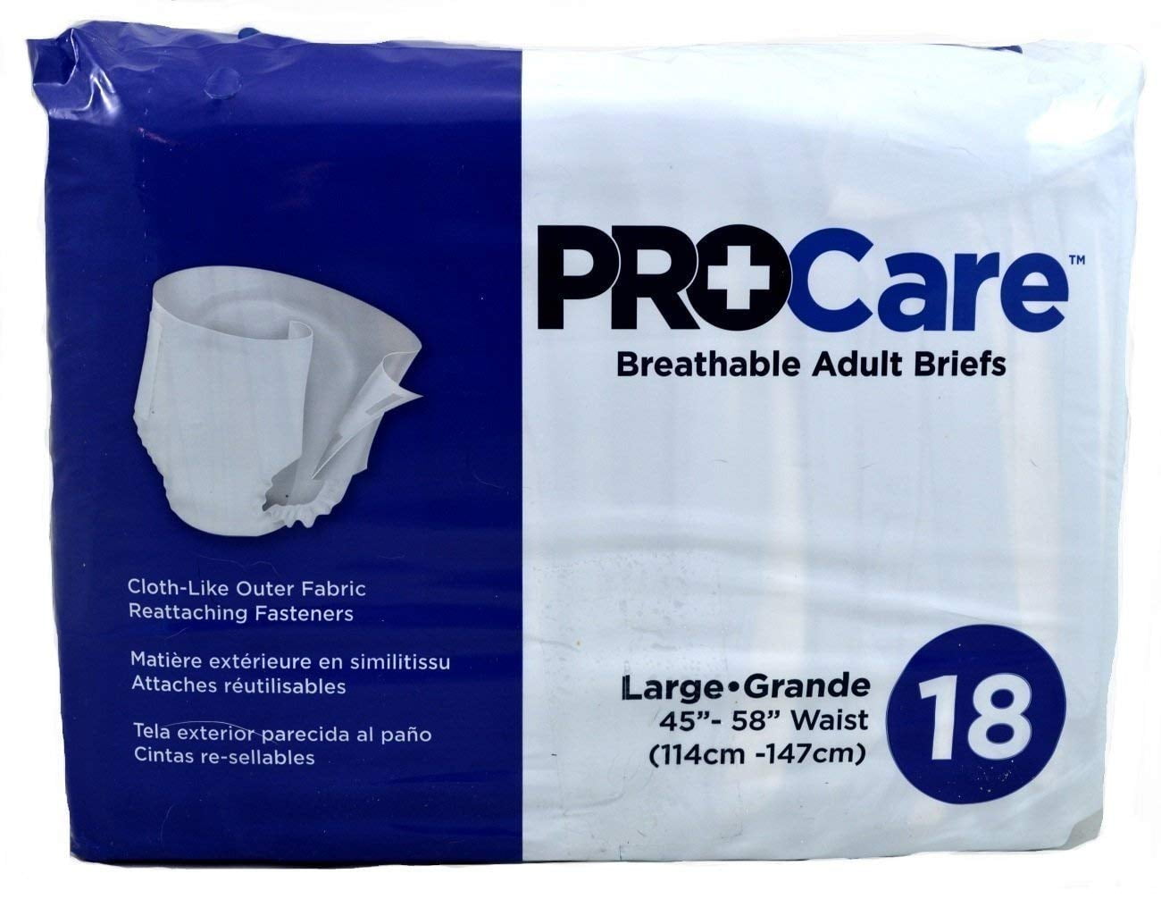 Adult Incontinent Brief ProCare Tab Closure Large Disposable Heavy  Absorbency- 1 