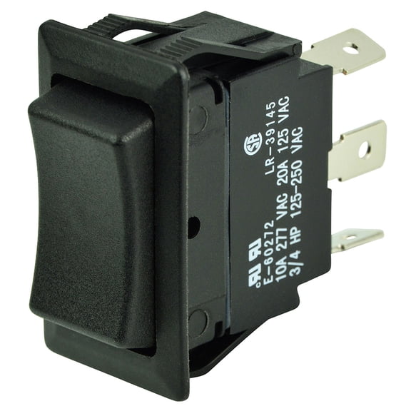 4" Solid Black 25-Ampere BEP SPDT Rocker Switch