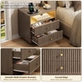 thumbnail image 3 of PAPROOS 22.8'' Large Fluted Nightstand, 2 Drawers Bedside Table with Charging Station and LED Light, Curved Corner Design Storage Night Stand End Table for Bedroom, Living Room, Brown Gray, 3 of 7