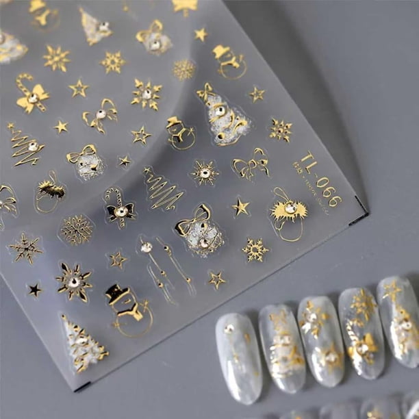 Pegatinas de uñas Lukmexor Christmas con diseño navideño en relieve en 5D