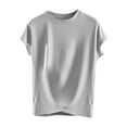 thumbnail image 1 of Birdeem Blouses pour Femmes Décontractées et à la Mode Couleur Unie Manches Courtes Col Rond Haut, 1 of 12