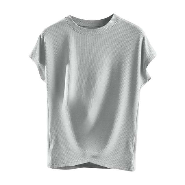 Birdeem Blouses pour Femmes Décontractées et à la Mode Couleur Unie Manches Courtes Col Rond Haut