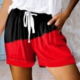 thumbnail image 2 of B91xZ Shorts Larges pour Femmes Sans Poches Taille Haute Décontractée, Rouge m, 2 of 4