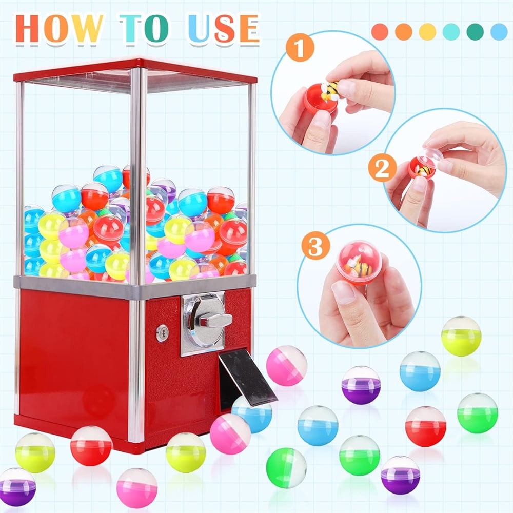 NOGIS 150 Pcs Gumball Vending Machine Capsules Empty Clear Colored Round Capsules Random Colors Plastic Containers Toy Capsules for Prizes Party Favors (1.1 Inch)