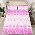 thumbnail image 2 of jejeloiu Cute Bow Ribbon Bed Sheets,Cartoon Bow Knot King Sheets,White Pink Ombre Sheet Set For Girls Kids,Ultra Soft Home Decor,4pcs, 2 of 7
