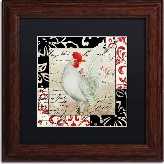 Trademark Fine Art "Europa White Rooster" Canvas Art by Color Bakery, Black Matte, Wood Frame