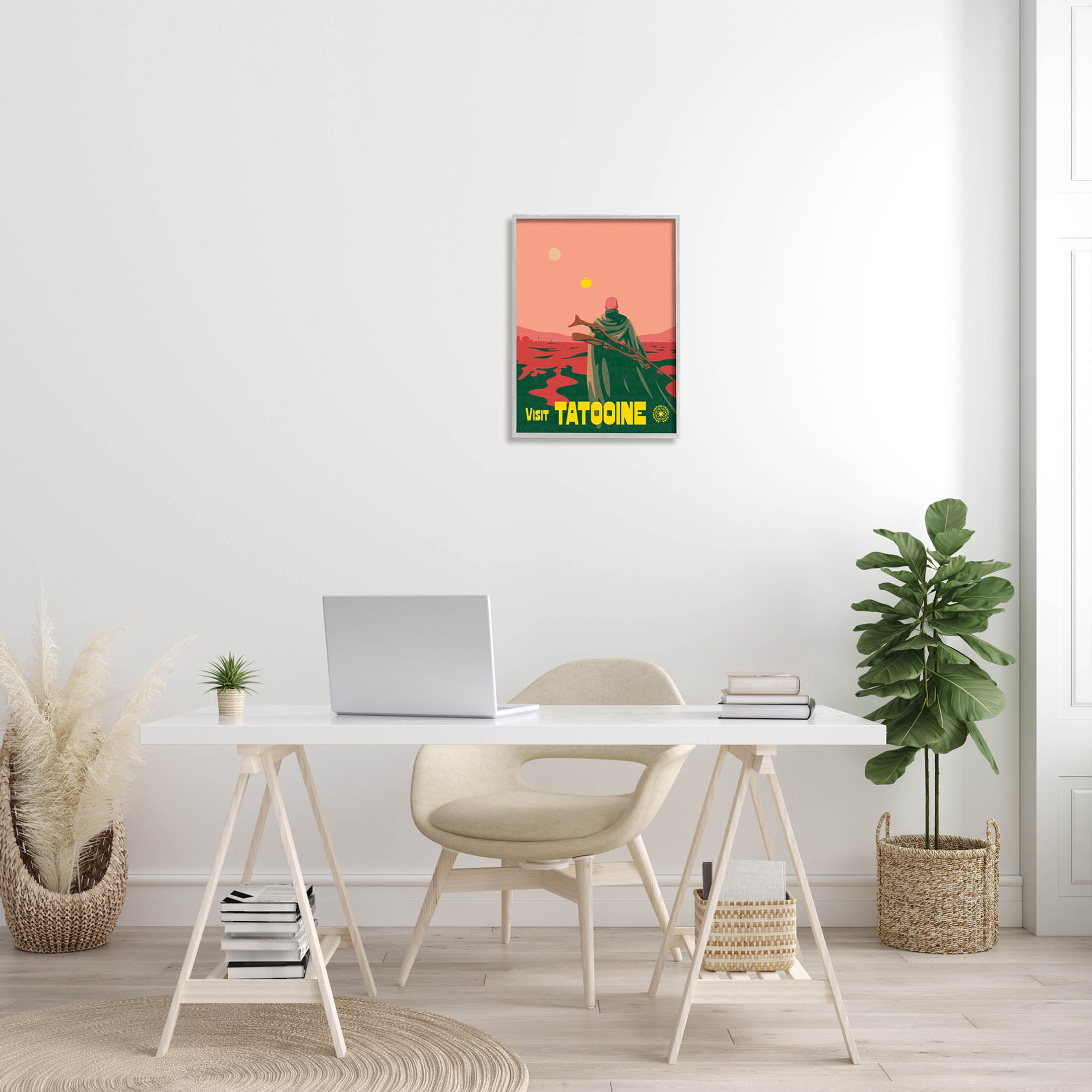Stupell Industries Vast Tatooine Landscape Science Fiction Graphic Art Gray Framed Art Print Wall Art, Design by Matheus Lopes Castro