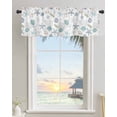 thumbnail image 3 of Kitchen Curtain Valances for Windows,Nautical Beach Starfish Shell Coral Rod Pocket Small Valance Coastal Marine Life Short Window Treatment for Bedroom Bathroom Living Room,54"x18", 3 of 9