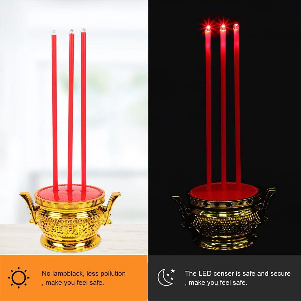 Led Electronic Incense Burner with Stick Holder Desktop Buddha Censer Incense Holder for Meditation Zen Home Bedroom Decor Safe Electric Burner$$Home Decor, Kitchen, & Other