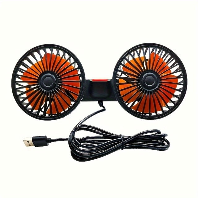 Dosaele Car Fan Car Small Air Conditioner Double-headed Rear Rear Fan Powerful Wind 5pcs Wind Leaf 360 Degree Rotation Extra High Wind Volume Ultra Bass Running Clip Installation