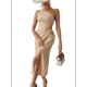 thumbnail image 3 of Vestido de Verano Midi Sin Mangas con Abertura Alta y un Hombro Descubierto para Mujer, Color Albaricoque S, 3 of 7