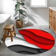 thumbnail image 3 of Round Rugs 4Ft, Red Grey Ombre Round Area Rug Washable Indoor Throw Carpet, Geometric Abstract Art Moire Modern Soft Non Slip Circle Rug for Kitchen Nursery Room Home Decor Aesthetic, 3 of 8