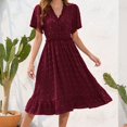 thumbnail image 2 of cfhntfmh Summer Dresses for Women Trendy Cross V Neck Short Sleeve Elegant Mini Dress Flowy Ruffled Hem T-Shirts Dress, 2 of 4