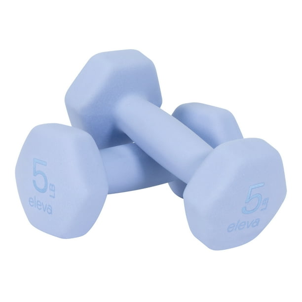 Set De Mancuernas ELEVA ELEVA-KOS5 Hexagonales Con Forro De Neopreno De 5 Lb Color