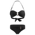 thumbnail image 5 of Women's Sexy Bikini Set Halter Neck Backless Solid Color Two Piece Swimsuit Beachwear for Vacation Summer Party,Black,XL, 5 of 5