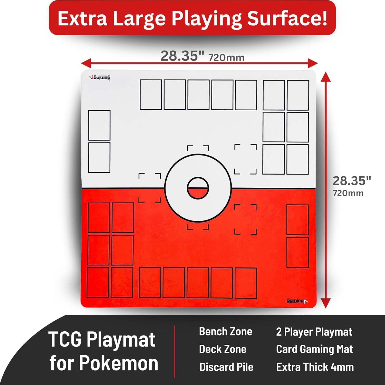 The Gaming Mat Pokemon Stadium Mouse Pad XL Deluxe, Red & White