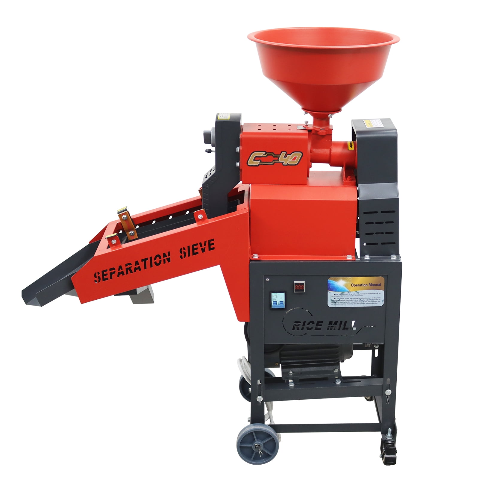 Electric Wheat Cereals Sheller Huller Rice Mill with Vibrating Screen 30-170KG/H 220V