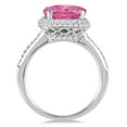 thumbnail image 2 of SZUL Women's 3 1/2 Carat Cushion Cut Pink Topaz and Diamond Halo Ring in 10K White Gold, 2 of 3
