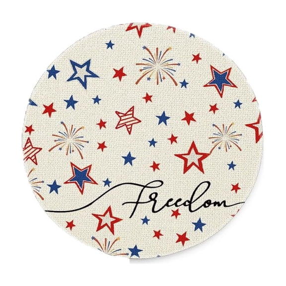 Tepsmf Round Placemats with Independence Day Prints, Patriotic Table Setting Mat, Decorative Dining Placemat for Holiday Kitchen Home Party Decoration