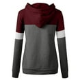 thumbnail image 5 of HAPIMO Women's Fashion Hoodie Sweatshirt T-Shirt Clothes for Women Striped Color Block Tops Pockets Drawstring Pullover Cozy Casual Sweatshirt Long Sleeve Blouse Wine L, 5 of 5