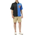 thumbnail image 2 of INSPIRE CHIC Men's Shirts Short Sleeve Summer Cotton Patchwork Button Down Shirts L Black Blue, 2 of 5