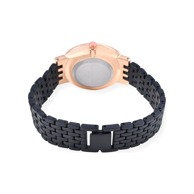 Time and Tru Adult Female Rose Gold Tone Black Dial Bracelet Watch  (42013WML)