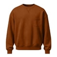 thumbnail image 4 of Crewneck Sweatshirt Nelozsy Men's Solid Color Crew Neck Loose Long Sleeve Comfortable Hoodies Sweatshirts Tops Brown XL, 4 of 5