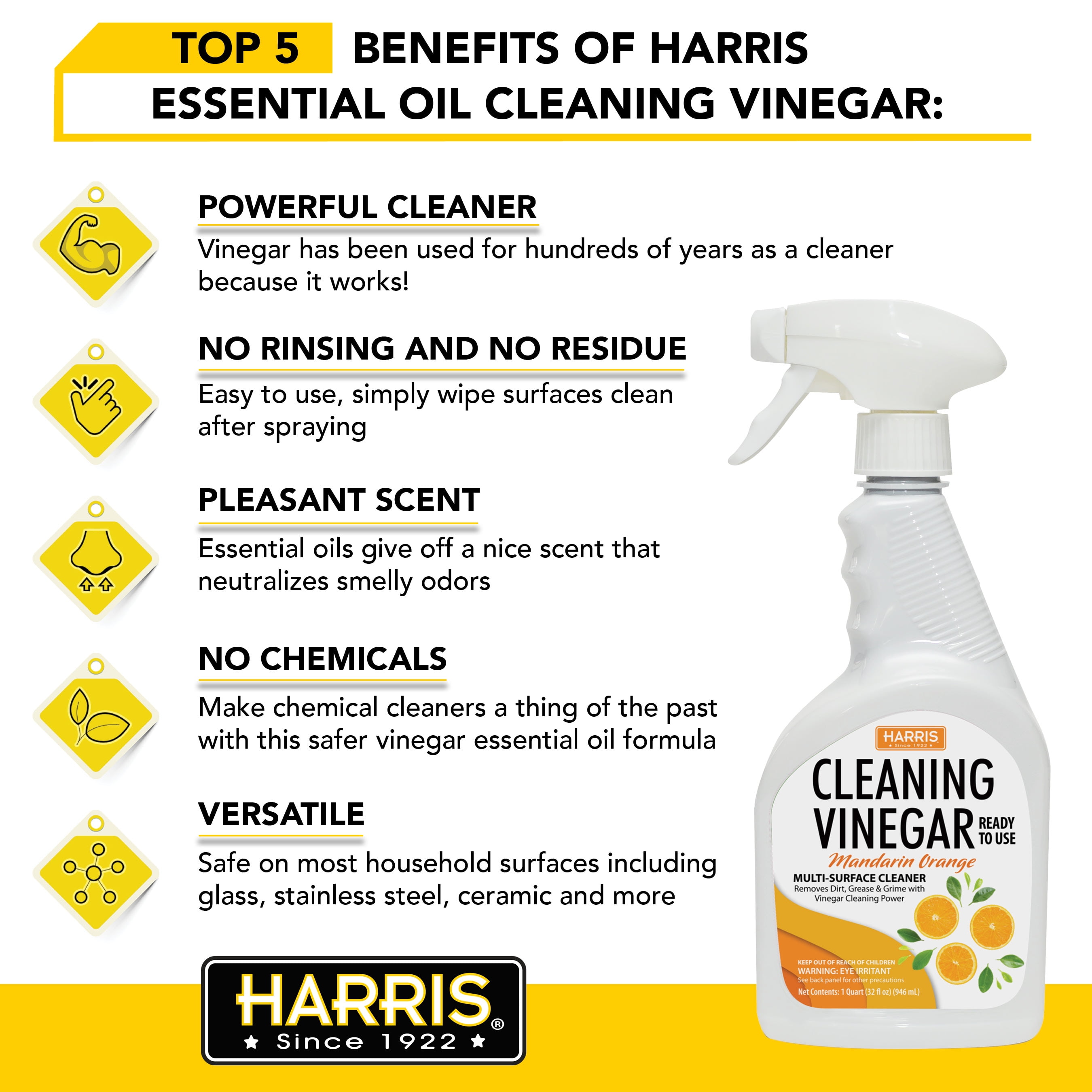 Harris Multi-Purpose Cleaning Vinegar, Citrus Scented, 32 oz