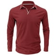 thumbnail image 5 of Qingpeng Men's Lapel Shirts Long Sleeve Casual Slim Fit Lightweight Solid T-Shirts, 5 of 8