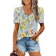 thumbnail image 1 of Puntoco Liquidación de blusas cortas para mujer, blusa holgada informal de manga corta a la moda para mujer, 1 of 5