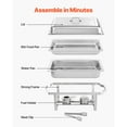 thumbnail image 2 of KFFKFF Rectangle Chafing Dish Set, 9 Qt Capacity, 4-Pack Stainless Steel Food Warmers with Hollow Handles, Includes 2 Tongs, Lids, Fuel Holders, and Dishes for Events, Parties, and Weddings, 2 of 9