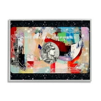 Stupell Industries Credit Card on Black Abstract Painting Gray Framed Art Print Wall Art, 30 x 24