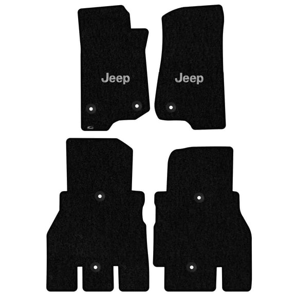 Lloyd Mats LogoMat Custom-Fit 4PC Carpet Floor Mats for 2018-2025 Jeep Wrangler JL 4-Door (Not 4xe), Black