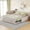 Beige, variant on Full Size L-Shaped Daybed with Twin Trundle and USB Ports, Beige Upholstered Sofa Bed, Modern Square-Block Design for Guest Room, Living Room