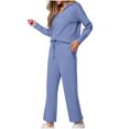 thumbnail image 4 of jtjvou Lounge Sets For Women 2025 Half Zip Sweatshirt And Wide Leg Sweatpant 2 Piece Outfits Sweatsuit Tracksuit Blue XL, 4 of 8