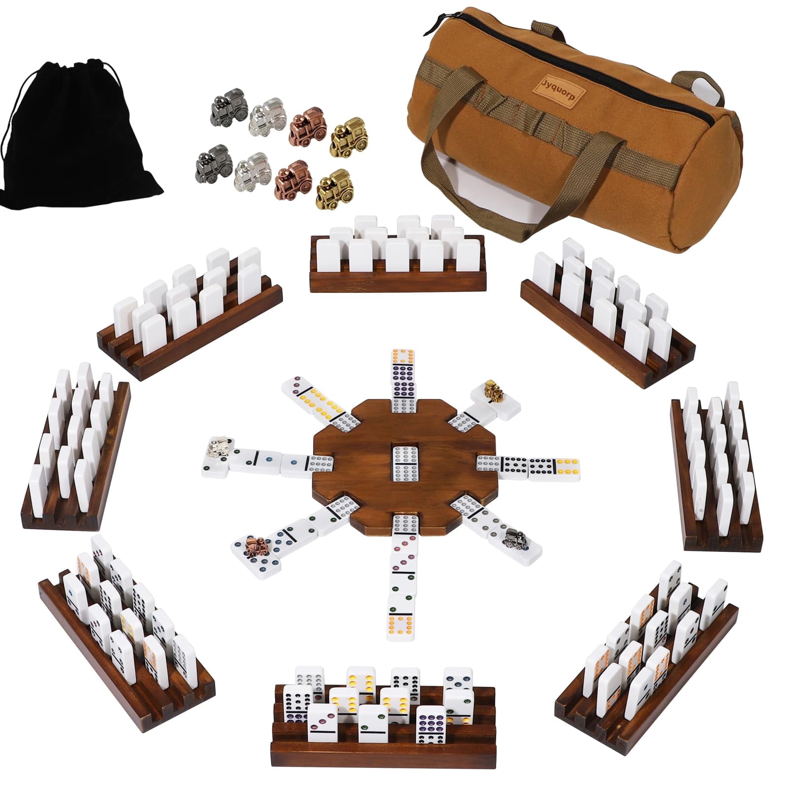 Pro Size Double 12 Numeral Mexican Train & Chicken Domino Game Set