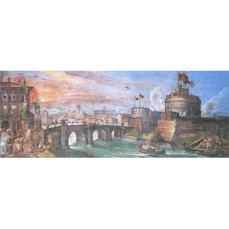 Rub Transfer Wall Art - Framed Art for Your Wall Tempesta, Antonio -Procession to the transfer of the relics of St. Gregory Nazianzen. wherein Castel Sant 'Angelo 10 x 13 Frame