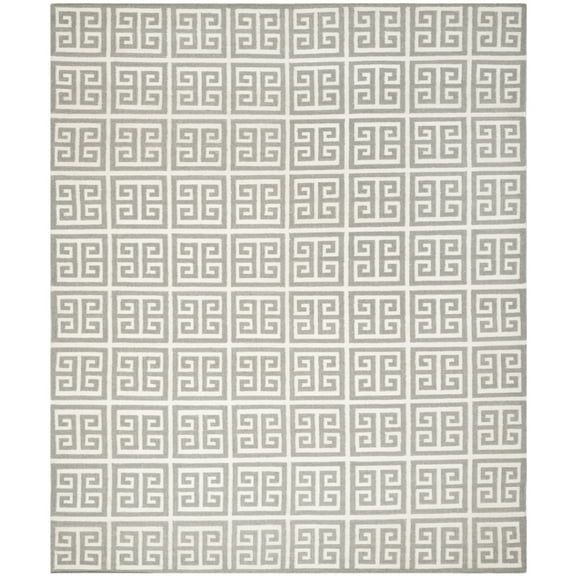 SAFAVIEH Dhurrie Valentina Geometric Moroccan Wool Area Rug, Grey/Ivory, 2'6" x 4'