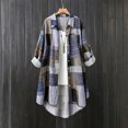 thumbnail image 5 of Aboser Button Down Long Shirts for Women Retro Plaid Jacket Roll Up Long Sleeve Jackets Lightweight Casual Shacket Loose Fitted Collared Shirt Blouses, 5 of 6