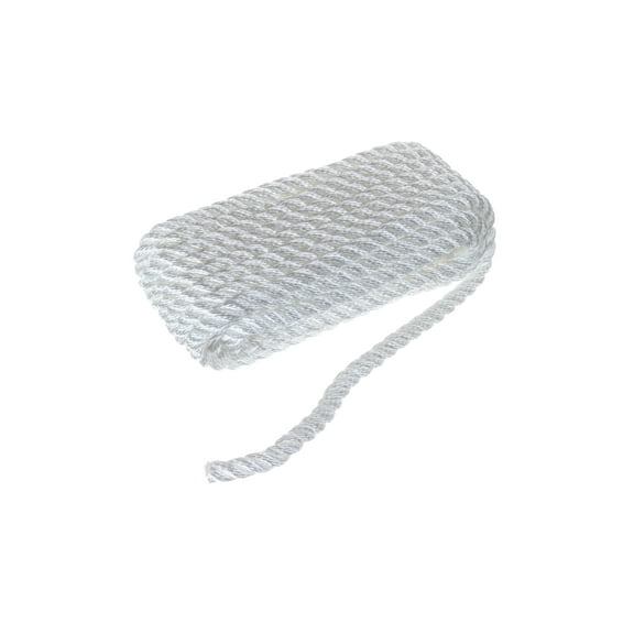 Seachoice 42531 High Quality Dock Rope for Boating - 3-Strand Twisted Nylon Dock Line, ⅜-Inch x 25 Feet, White