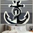 thumbnail image 2 of GOSMITH Nautical Navy Anchor Navy Stripe Ocean Theme Square Wall Art Painting, 2 of 6
