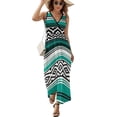 thumbnail image 2 of Tribal Pattern Blue White Dress Fashion Boho Beach Long Dresses Female Party Printed Maxi Dress, 2 of 9