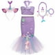 thumbnail image 4 of Conjunto de falda tutú de sirena con cola de pez para niñas + falda de tul, ropa de cumpleaños para niños, conjunto de disfraz de tutú largo de princesa sirenita, 4 of 5