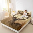 thumbnail image 4 of jejeloiu Jungle Wildlife Deer Queen Sheet Sets,Brown Moose Bed Set For Kids 4pcs, 4 of 7